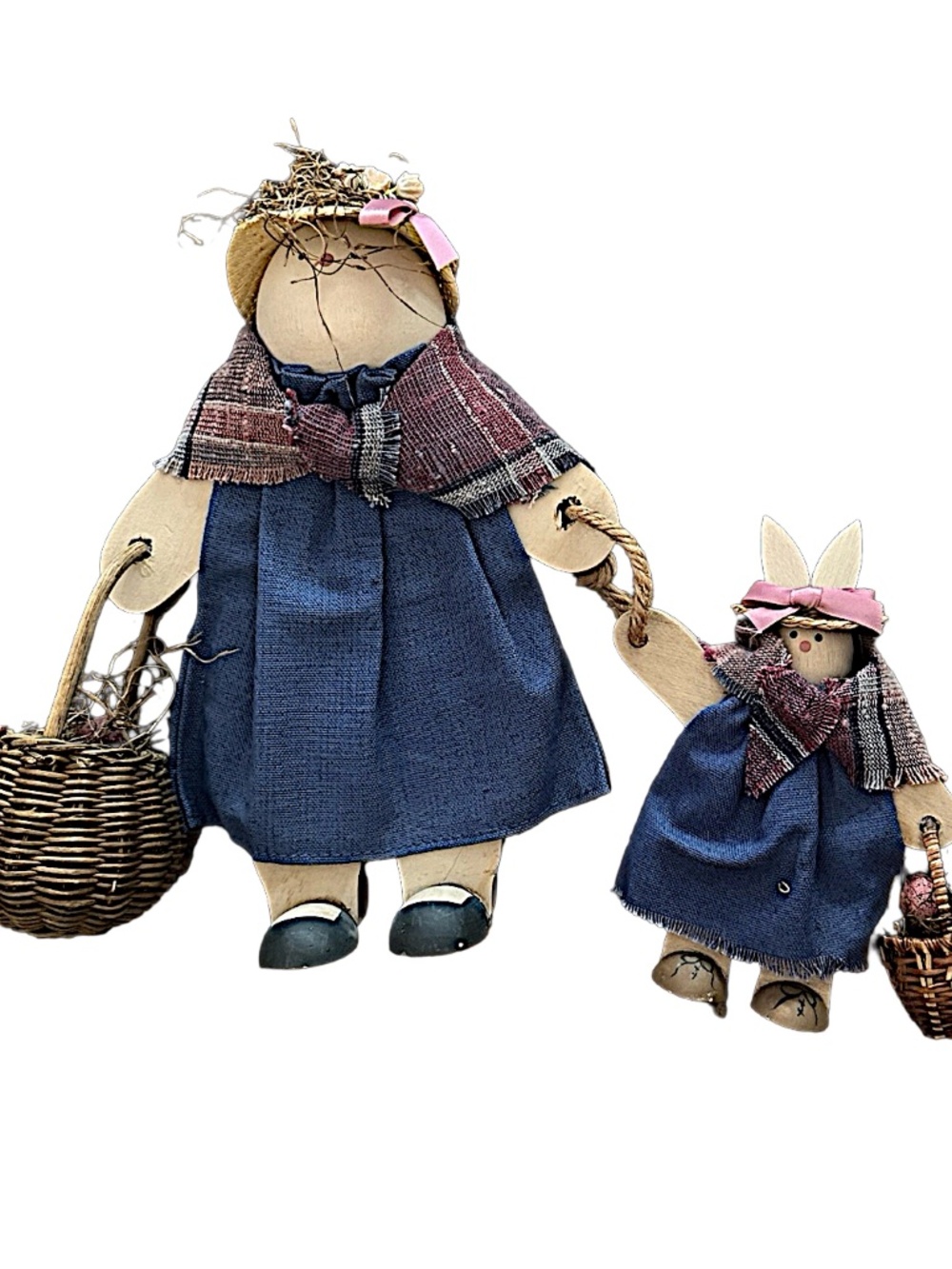 LADIE & FRIENDS Vintage 1985/86 Wooden Dolls 9.5” Collectible Whimsical Folk Art